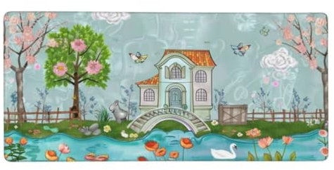 Gaming Tapis de Souris Dessin animé, Grand Tapis de Souris XXL 900x400x3mm, Oiseau Tapis Souris Clavier et Bureau Surface Lisse Base en Caoutchouc Anti-dérapant Soft Cloth,Ordinateur Portable N1-436