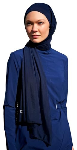 MARINA SWIMWEAR Islamische Badekappe für Damen | Bescheidener Hasema-Hut – Sommer-Strand-Pool-Kopftuch, Bandana, Hijab, Damen-Turban (Marineblau)