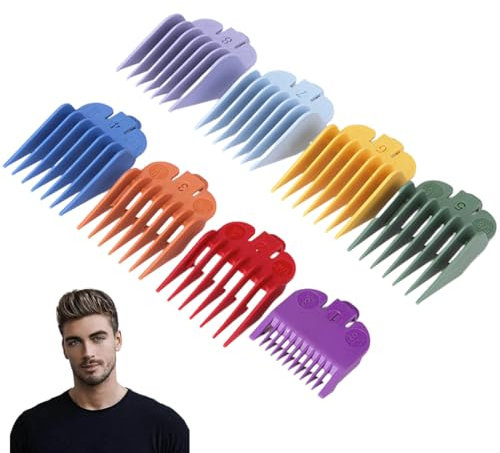 UEAVOID 8 Kämme Aufschiebekämme für Schermaschine Geeignet für Standard Haarschneidemaschine (farbige)