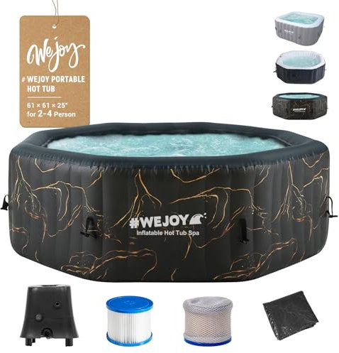 #WEJOY Vasca idromassaggio portatile 61 x 61 x 25 pollici Air Jet Spa 2-3 persone gonfiabile ottagono all'aperto riscaldata vasca idromassaggio spa con 120 getti di bolla