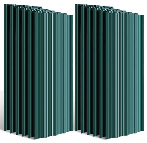Cecaylie Juego de 24 paneles de techo trapezoidales en color verde – Chapa galvanizada para estructuras de techo duraderas, perfectas para garajes y cobertizos de jardín, superficie total de 14 m²