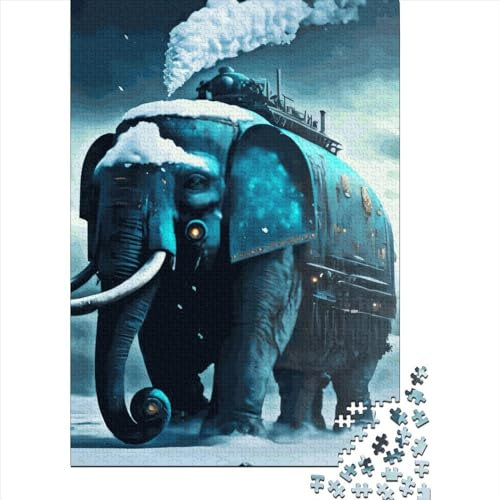 Elefantenzug, 1000-teiliges Holzpuzzle für Kinder, Puzzle, Lernspiel, Herausforderungsspielzeug, 1000 Teile (75 x 50 cm)