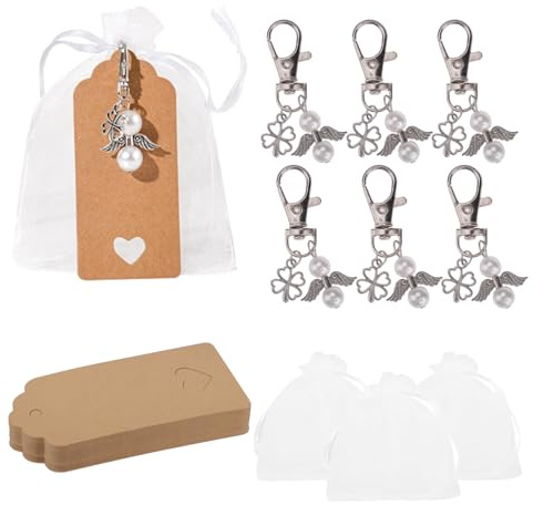 milaosk 30 Stück Schutzengel Anhänger Set Kleine Glücksbringer Anhänger | Geschenk Schutzengel Schlüsselanhänger mit Organzasäcken für Kommunion, Konfirmation, Hochzeit, Taufe und Party-Geschenk