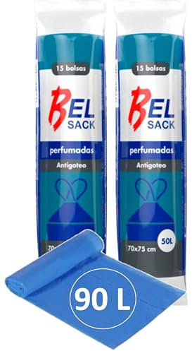 Lot de 30 sacs poubelle 30 l – Envoi 24 h – Très résistants – Parfumés avec fermeture automatique et anti-goutte – recyclables – Lot de 2 x 15 sacs (30 L) (90 L)