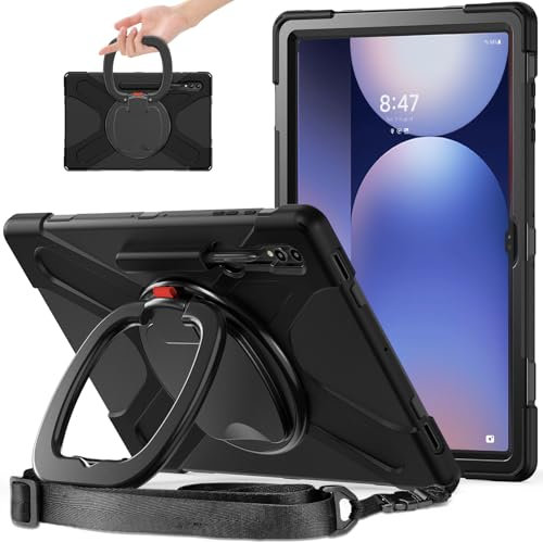 Custodie per tablet Custodia compatibile con Samsung Galaxy Tab S10 Ultra /S9 Ultra /S8 Ultra 14.6”2024 SM-X920/X926B/X910/X900, custodia robusta antiurto con supporto girevole a 360°, tracolla/tracol
