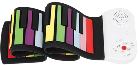 Tastiera Elettronica Professionale Pianoforte Elettronico Pieghevole Per Principianti In Silicone Spesso Con 49 Tasti Arrotolato A Mano Arcobaleno(Rainbow)