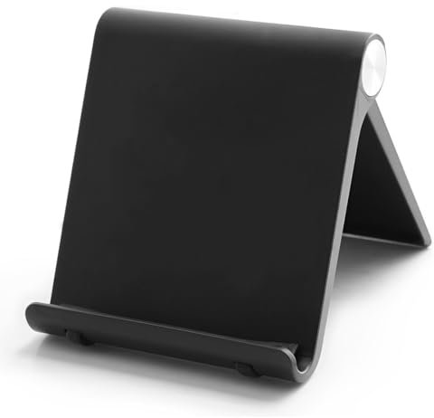 2 Piezas Soporte Tablet Mesa,Stand Ajustable Multiángulo,para Escritorio, Soporte para teléfono Plegable,Cómodo Soporte para móvil y Tablet, Compatible con iPhone, iPad, Samsung y Muchos más(Negro)