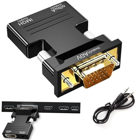 WZWZO Adaptateur HDMI vers VGA avec câble Audio 3,5 mm, Analogique Full HD 1080p, Adaptateur HDMI Femelle vers VGA mâle, avec Ordinateur Portable Moniteur Projecteur Portable Console Jeux
