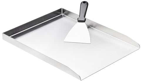 Plancha Grillplatte aus Edelstahl, 40x30x3cm, Grill Platte für Holzkohlegrill und Gasgrill, universelle Burger- und Gemüseplatte