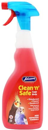 Johnsons Clean and Safe Cage Bird Disinfectant Spray 500ml, Kills Bacteria and Viruses, Fresh Fragrance