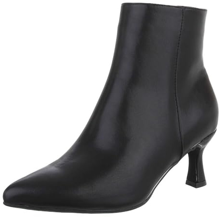 Ital Design Damen Stiefeletten mit Reißverschluss und Stilettoabsatz, spitze Form