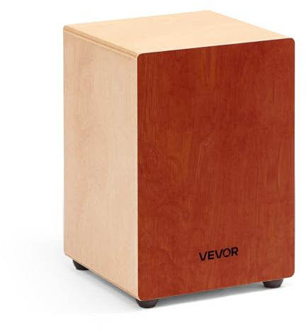 VEVOR Cajon, Kistentrommel mit internen Gitarrensaiten, leichte Drum-Box aus Holz, tragbares Trommel-Musikinstrument aus mit Silikonfüßen, abgerundeten Kanten, für Anfänger & Profis, 305x305x430 mm