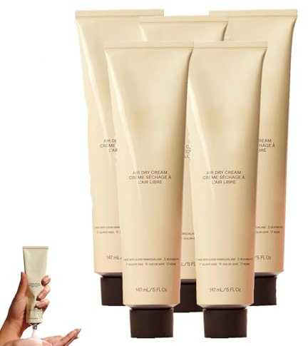 Komplette Lufttrocknungscreme für lockiges Haar, Lufttrocknungs-Stylingcreme ohne Hitze, feuchtigkeitsspendende und Frizz-Kontroll-Lufttrocknungscremes für lockiges (5PC)