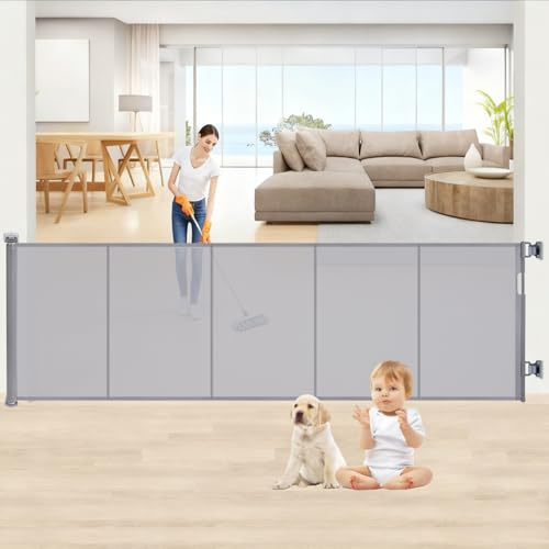Treppenschutzgitter Ausziehbar für Babys, ausziehbar bis zu 300 cm breites Netz, Treppenschutzgitter Ausziehbar, einziehbare Haustiergitter für Treppen, Türen, Flure, drinnen und draußen