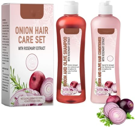 Rosmarin Zwiebel Shampoo Set, Onion Biotin and Rosemary Shampoo, Deep Cleansing and Hydration Hair Care for All Hair Types (A)
