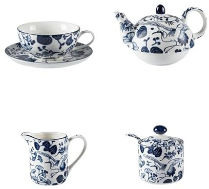 ATGQBCF 1 Person Teapot Cup Milk Jug Sugar Bowl Home Bar Drinkware Ceramic Coffee Tea Set Blue And White Porcelain Teaware Sets Travel Tea Set Teapots & Coffee Servers