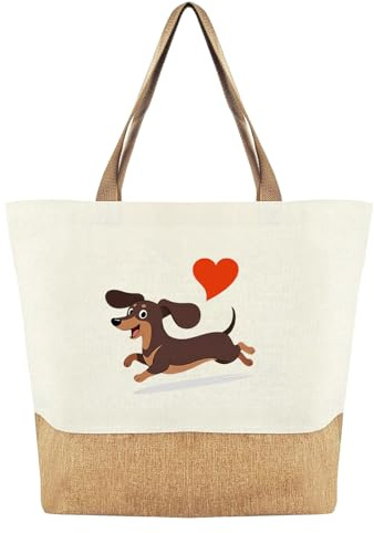 Dackel Geschenke, Damen-Tragetaschen aus Segeltuch, Jutebeutel Wiederverwendbare Einkaufstasche, Dackel Geschenke Für Tierliebhaber, Tragbar Kulturtasche Damen für Reise Alltagsleben Alltag Shopping