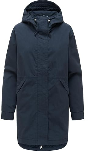 Ragwear Damen lange Übergangsjacke leichter Oversize-Parka mit verstellbarer Kapuze und Schlüsselanhänger Lamyja B XS-XXL