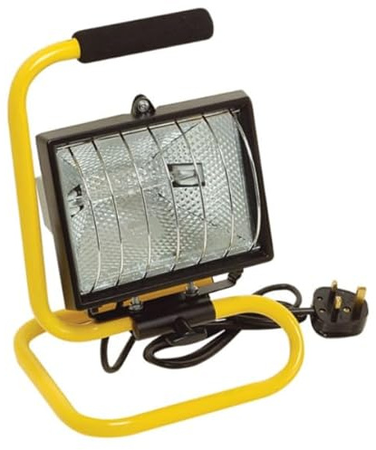 Garden Mile Lampe de travail halogène portable 400 W – Projecteur en aluminium résistant aux intempéries avec câble et prise, lampe compatible R7s avec poignée et protection de fil pour l'intérieur et