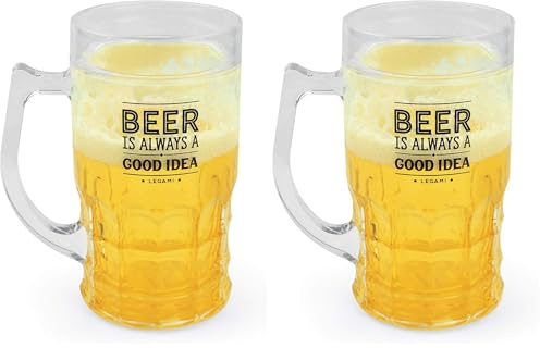 Legami - Boccale di Birra Refrigerante, 440 ml, in PS, EPS, Dotato di Doppio Fondo, Mantiene le Bevande Fresche a Lungo, Tenere in Freezer per 2 Ore, 1 Unità (Confezione da 2)