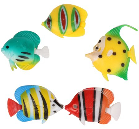Aquarium Dekoration künstliche bunte Fische, 5 Stück