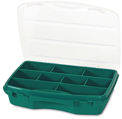 Tayg 020001 Etui mit festen Trennwänden Nr Sortimentskasten 20-9/190 x 150 x 42 mm / 9 Fächer/grün-transparent,