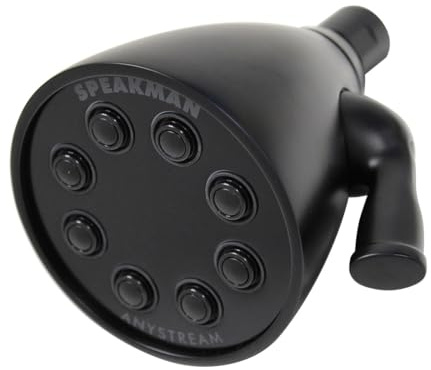 Speakman S-2251-MB Signature Icon Anystream High Pressure Adjustable Solid Brass Shower Head, 2.5 GPM, Matte Black