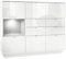 Vladon Highboard Sideboard Metro V2, Made in Germany, Korpus in Weiß Hochglanz/Fronten in Weiß Hochglanz mit Einsatz in Beton Oxid Optik, inkl. LED Beleuchtung