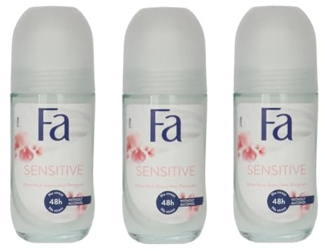 Fa Sensitive Invisible Anti-Perspirant Roll-On – White Musk, 50 ml – Up to 48h Gentle Protection,Pack of 3