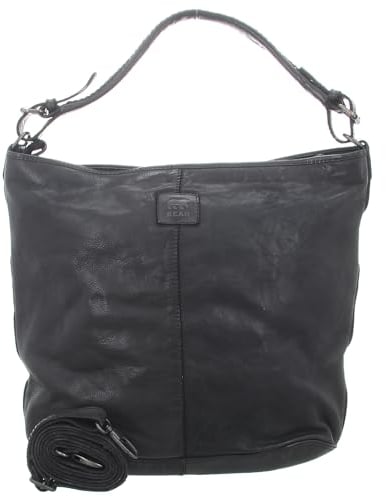 Bear Design Handtasche Damen Tasche Leder Schultertasche Shopper schwarz