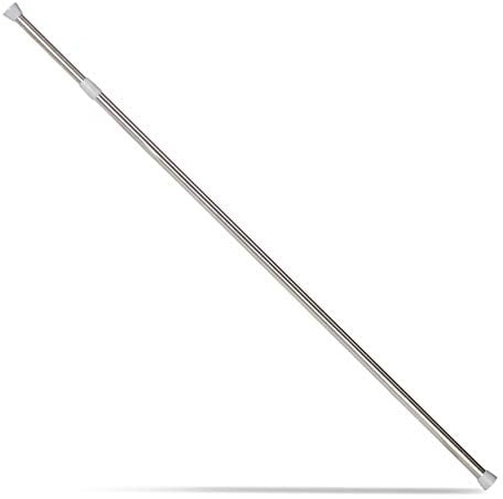 Relaxdays Teleskopstange, Klemmstange f. Gardinen, Duschvorhänge, Türrahmen UVM, ohne Bohren, Edelstahl, 130-220 cm, Kunstoff, Silber