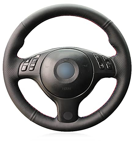 MEWANT Individuelle Hand Nähen Echtes Leder Auto Lenkradhülle Lenkradbezug für M Sport E46 330i 330Ci E39 540i 525i 530i M3 E46 M5 E39