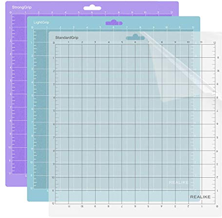 Realike 12 x 12 Lightgrip Schneidematten für Silhouette Cameo 3/2/1 (3 Stück), Gitter-klebend, rutschfeste Schneidematte, zubehör-Set, Matten aus Vinyl zum Nähen Variety