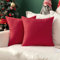 MIULEE 2er Set Wasserdicht Kissenbezug Outdoor Sofakissen Weihnachten Dekokissen Modern Kissenbezüge Dekorativ Kissenhülle Deko aus Polyster Leinen-Optik für Garten Wohnzimmer 45x45 cm Leuchtend Rot