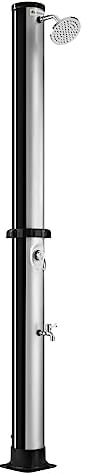 Juskys Solardusche Victoria 20 Liter - 220 cm - bis 60°C - mit schwenkbarem Duschkopf, Fußdusche & Gartenschlauch Anschluss Gartendusche Außendusche