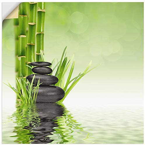 ARTland Wanddeko Wandtattoo selbstklebende Vinylfolie 50x50 cm Asiatische Motive Zen Spa Wasser Steine Bambus R2PR