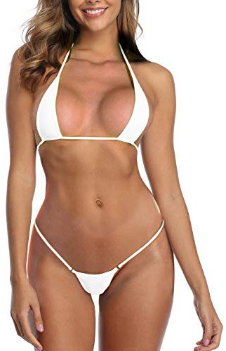 SHERRYLO Micro bikini avec string osé, maillot de bain triangle pour femme, Blanc complet., Taille Unique