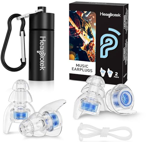 Hearprotek Concert Ear Plugs, 2Pairs Reusable high Fidelity Musician Ear Plugs for Concerts Loud Music-Noise Reduction Ear Protection earplugs for Rave,Festival,Music,Tinnitus Relief
