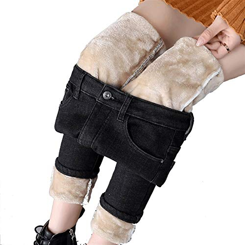 LBBL Winter -20 ℃ Jeans Hose Weibliche Elastizität Plus Size Hose Lässige Streetwear Solide Hose Elastische Lammfell-Jogginghose Damen Thermohose (Color : C, Size : Small)