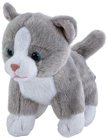 Teddys Rothenburg Kuscheltier Katze grau-weiß 14 cm Stoffkatze
