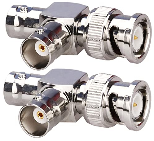 TUOLNK BNC Macho a Doble BNC Hembra Enchufe en Forma de T Conector en T Triple Adaptador Divisor coaxial de 3 vías para Sistemas de Seguridad/Cable coaxial/Dispositivos inalámbricos Paquete de 2