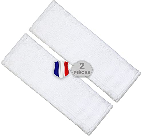 Okaei 2 Stück Wischmopp Bezug (60 cm) - Premium Bodenwischer-Wischbezug aus 100% Microfaser - Wischer-Bezug für Gründliche Reinigung von Glatten & Leicht Unebenen Böden - Mikrofaser Moppbezug Weiß