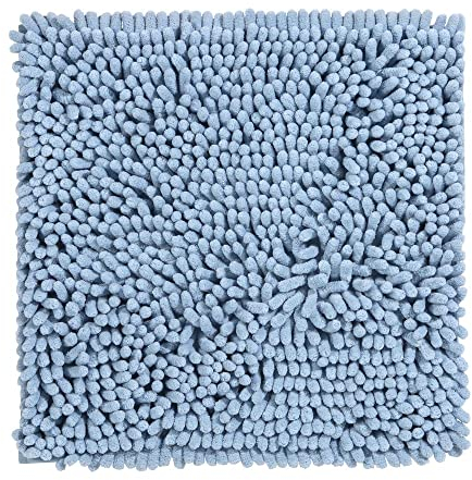 PANA® Premium Chenille Badematte (45x45cm) • Ideal als WC Vorleger, Duschmatte, Badvorleger, WC-Vorlage • Weich, rutschfest & waschbar • Badteppich ohne Ausschnitt • Farbe: Hellblau