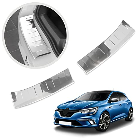 CHROMEMASTER | Ladekantenschutz Stoßstangenschutz Kompatibel mit Renault Megane 4 2016- Schrägheck, Hatchback; Edelstahl Poliert/Chrom; Unsere Lackschutzleiste Sichert den Heckstoßfänger vor Kratzern