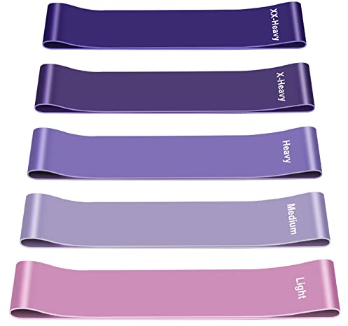 Fitnessbänder [5er Set], 5 Unterschiedlicher Stärke Fitnessband, Hautfreundlich Resistance Bands, Widerstandsbänder mit Tragebeutel für Muskelaufbau, Yoga, Pilates, Crossfit, Cardio, Männer Frauen