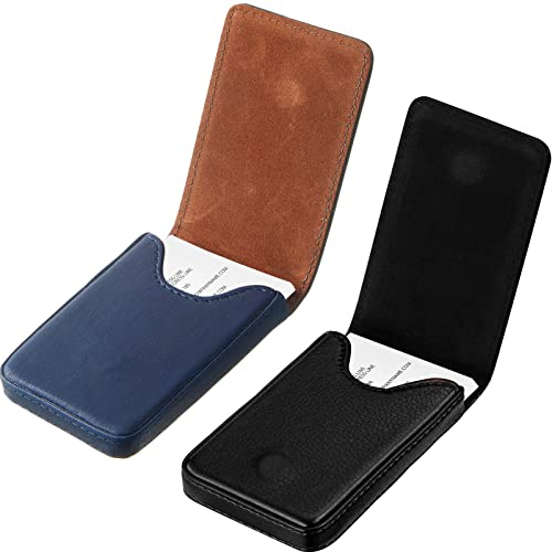 Outus Visitenkartenhalter, PU-Leder, Visitenkartenetui, Brieftasche, mit Magnetverschluss, für Männer und Frauen, Schwarz, Blau, 2 Stück