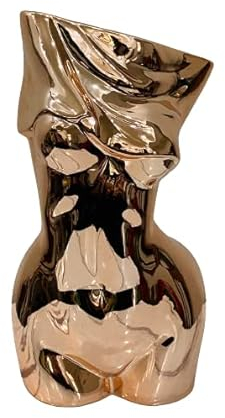 Mila Moya Keramik-Blumenvase | 20,3 x 10,2 cm | moderne weibliche Körpervase | Frauenform Vase für Heimdekoration (Roségold)