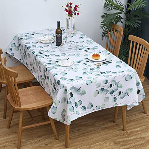 Chickwin Grüne Tropische Tischdecke Abwaschbar Rechteckig Tischdecke Wasserdicht Lotuseffekt Leicht Polyester Pflegeleicht Picknick Outdoor Gartentisch Tischdekoration (100x140cm,Eukalyptus)
