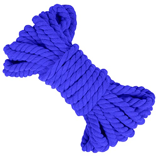 LEREATI 10mm Macrame Cord 10m Thick Macrame Rope Soft Cotton Rope, Natural Cotton Twine String for Macrame Plant Hanger, Wall Hanging, Knitting, DIY Crafts, Gardening, Decoration (Royal Blue)