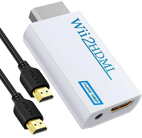Wii Hdmi Converter Adapter, Wii 2 Hdmi Converter 1080P Output Video Audio, 3.5mm Audio Jack, with 5ft High Speed HDMI Cable, for All Wii Display Modes
